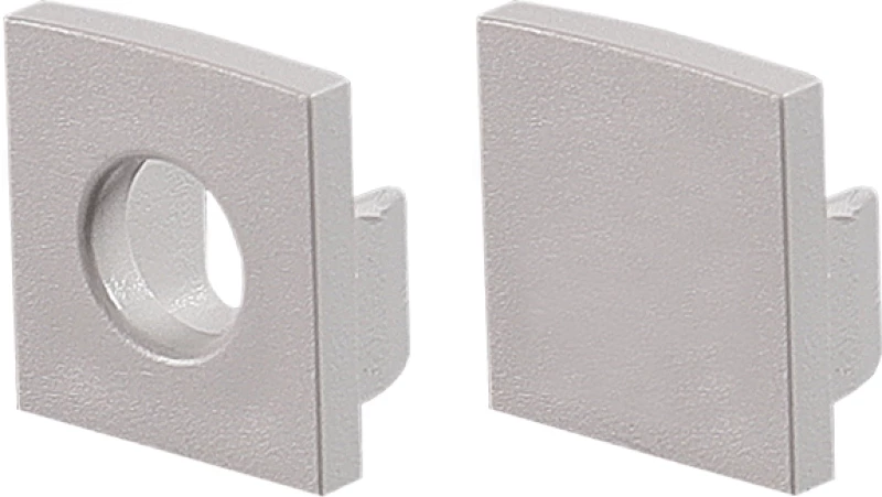 SET OF GREY PLASTIC END CAPS FOR P121, P122, P123 1PC WITH HOLE & 1PC WITHOUT HOLE ACA EP123
