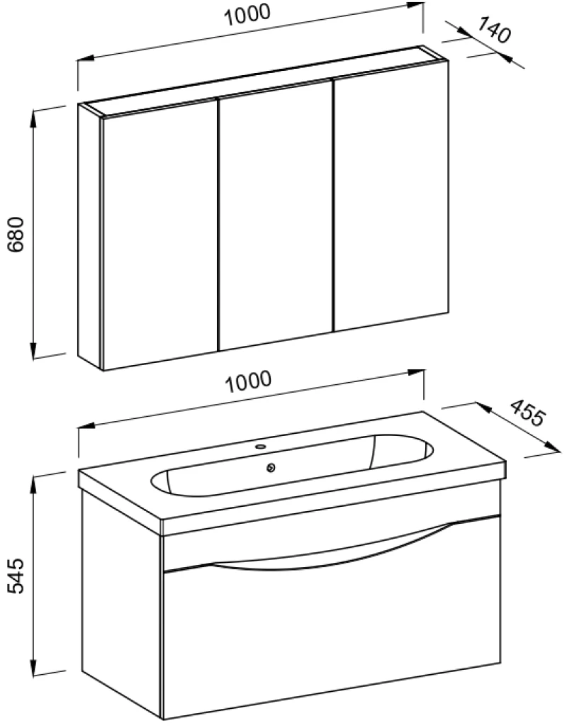Πάγκος SMILE Ανθρακί / Barok MDF 18mm Λάκα 100 3SSMI100ABM 100x45.5x54.5cm