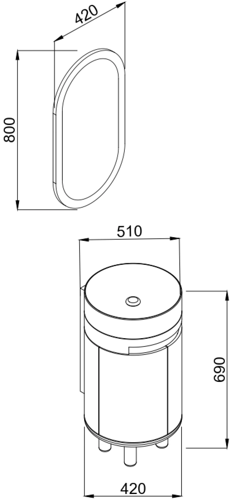 Πάγκος MASAL Ανθρακί MDF 18mm Λάκα 42 S3BMAS042AN 42x51x69cm