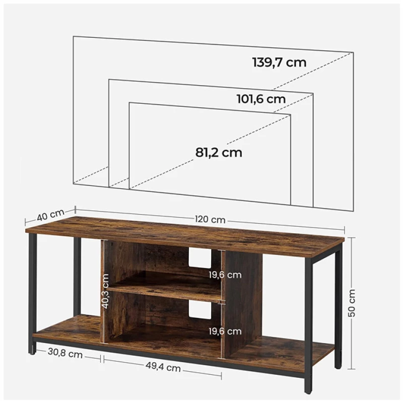 Μεταλλικό Έπιπλο Τηλεόρασης 120 x 40 x 50 cm VASAGLE LTV060B01