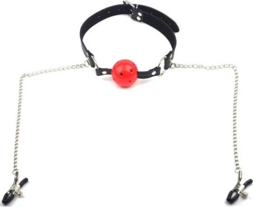 Mouth Gag With Nipple Clamps