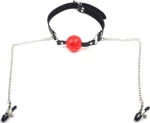 Mouth Gag With Nipple Clamps