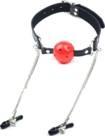 Mouth Gag With Nipple Clamps