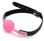 Mouth Gag with Silicone Ball, Pink/Black