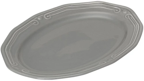ESTIA ΠΙΑΤΕΛΑ ΟΒΑΛ ATHÉNÉE ΠΟΡΣΕΛΑΝΙΝΗ ΑΝΑΓΛΥΦΗ 25cm  GREY