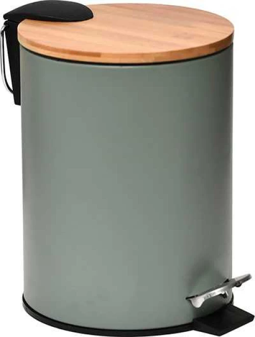 Κάδος Μεταλλικός Soft Close 2,5 lt με Κάλυμμα Bamboo Λαδί
