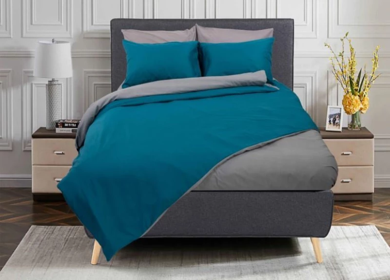Σετ σεντόνια υπέρδιπλα RAINBOW Emerald-Grey από 50% βαμβάκι 220x250εκ.