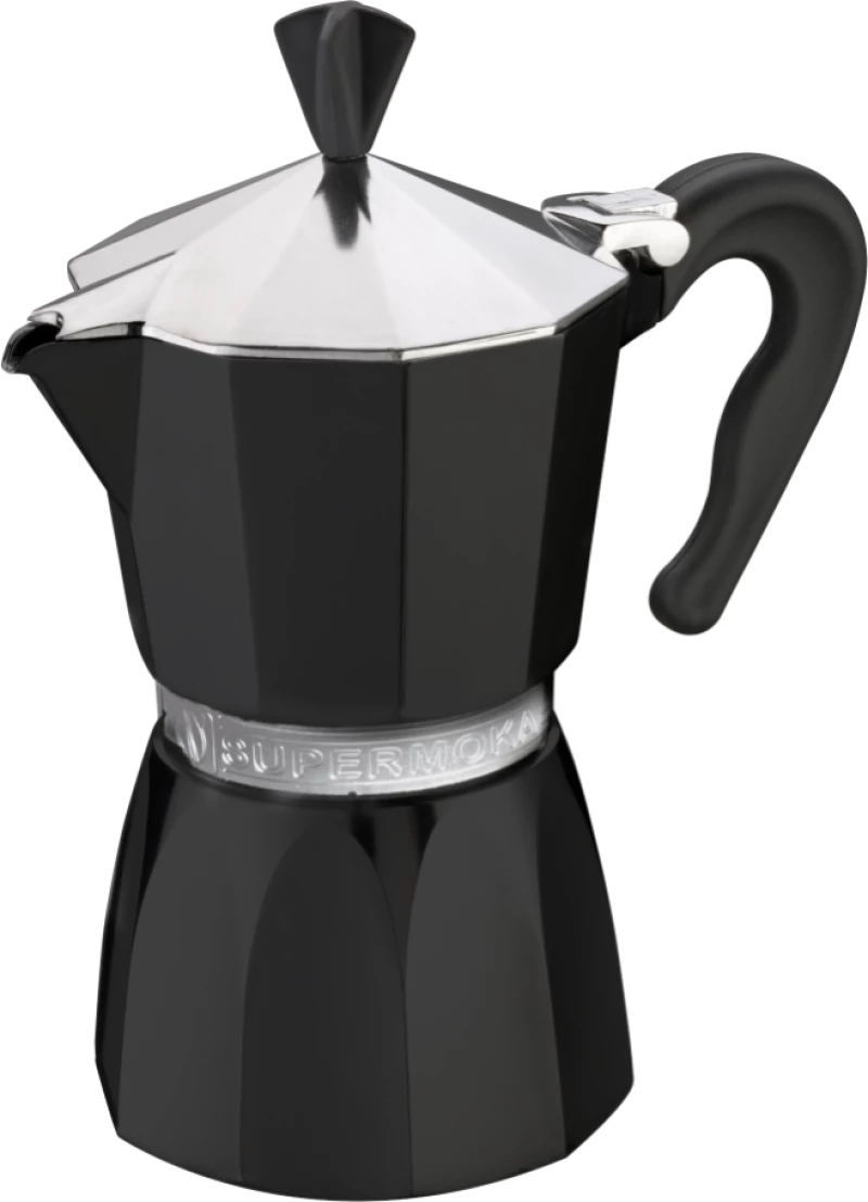 Καφετιέρα Espresso Χειρός Αλουμινίου 6cups Μαύρο (104006B) SUPERMOKA