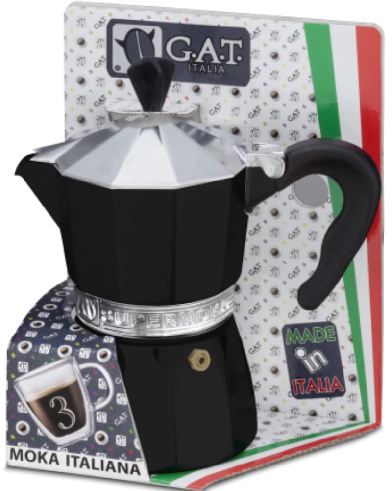 Καφετιέρα Espresso Χειρός Αλουμινίου 6cups Μαύρο (104006B) SUPERMOKA