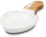Πιατέλα "Terrestrial" πορσελάνινη με χερούλι από ξύλο bamboo 32cm