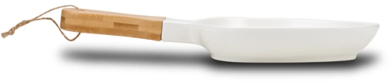 Πιατέλα "Terrestrial" πορσελάνινη με χερούλι από ξύλο bamboo 32cm
