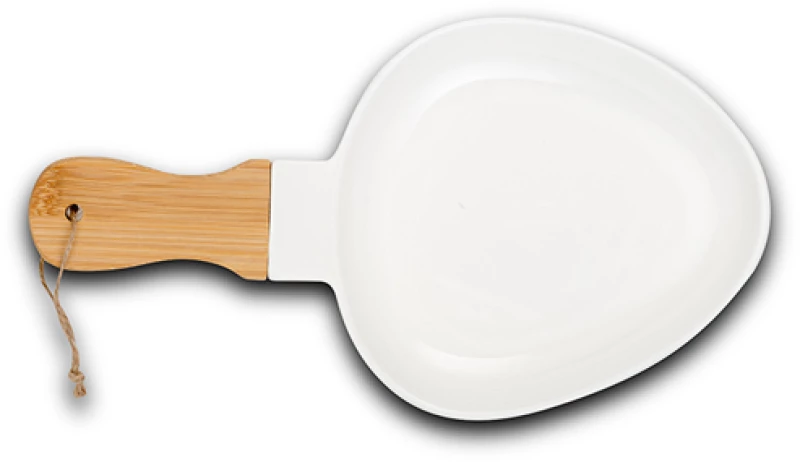 Πιατέλα "Terrestrial" πορσελάνινη με χερούλι από ξύλο bamboo 32cm