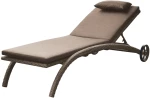 Ξαπλώστρα Rattan Ανακλινόμενη Με Ρόδες 210x70x40-98cm Καφέ