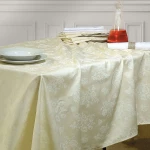 Καρέ Σατέν Ζακάρ Jasmine Ecru Ρυθμός 140 X140 Σατέν