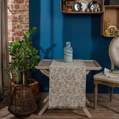 Τραβέρσα Georgia 07 All Over Dark Grey Teoran 45X180 Ακρυλικό-Πολυέστερ