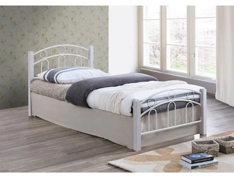 Κρεβάτι Norton Ε8070,1 97x201x81cm Για Στρώμα 90x190cm White Μονό Μέταλλο,Ξύλο