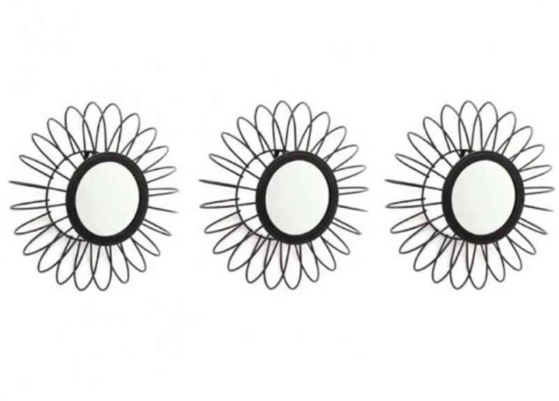 Καθρέπτες Τοίχου Sun (Σετ 3Τμχ) 014.MI0946 26cm Black Μέταλλο