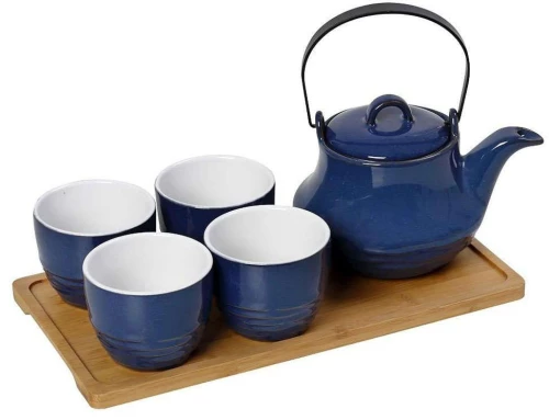 Σετ Τσαγιού 5Τμχ  Με Κούπα Και Φίλτρο Ritual SPI113 600ml 30x17x12cm Blue Espiel Κεραμικό