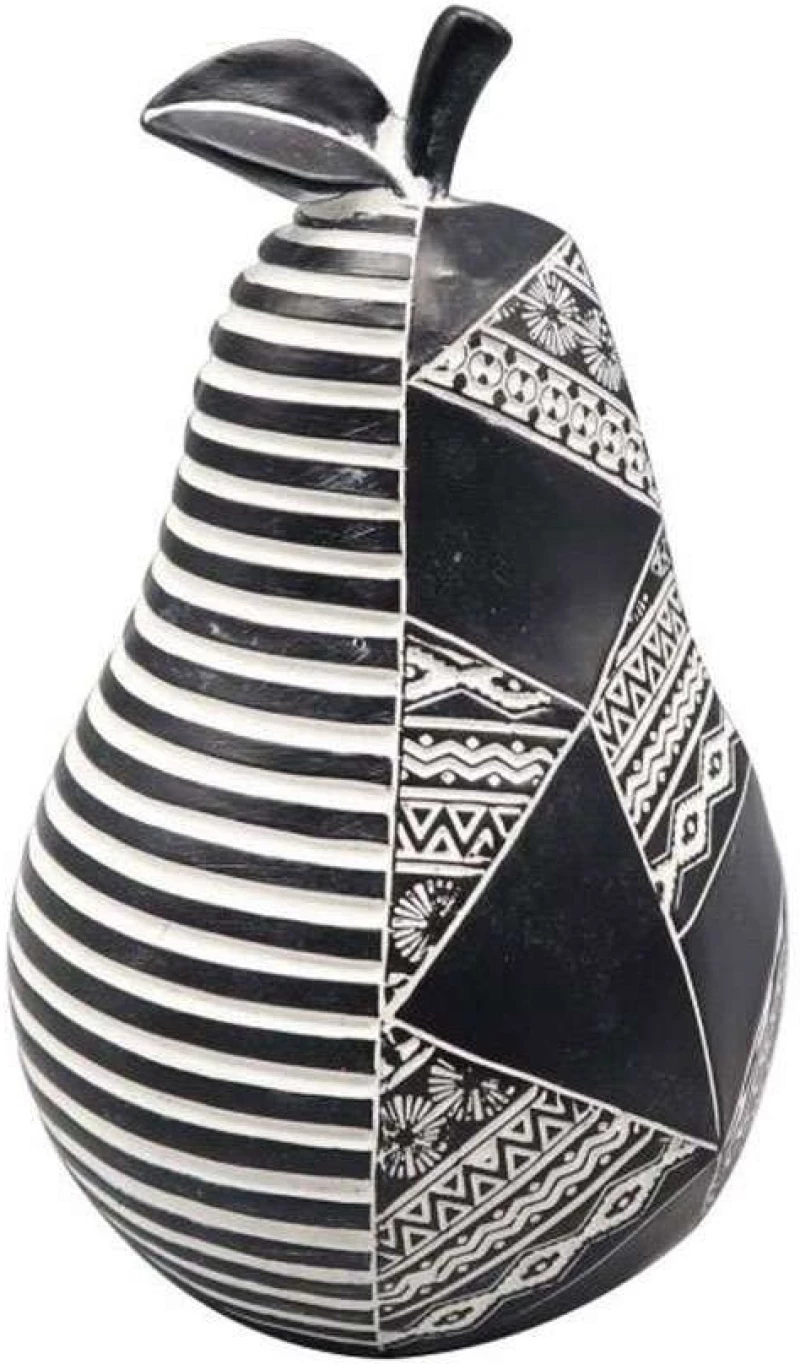 Διακοσμητικό Αχλάδι FIG208 10x10x16cm White-Black Espiel Πολυρεσίνη