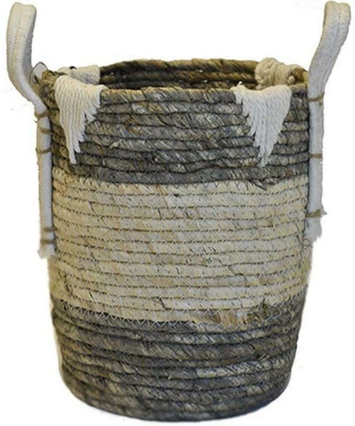 Καλάθι 00.06.67375 25x27cm White-Grey Ψάθα