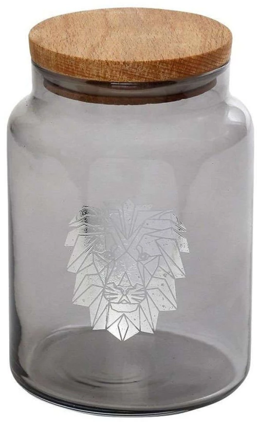 Βάζο Αποθήκευσης Με Καπάκι Jungle Lion RAB622 890ml Φ10x14,5cm Silver Espiel Γυαλί