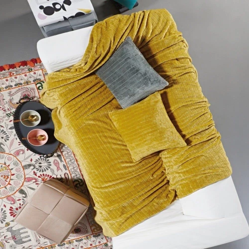 Ριχτάρι Harlow 26 Fleece Golden Yellow Kentia Τριθέσιο 180x280cm Πολυέστερ