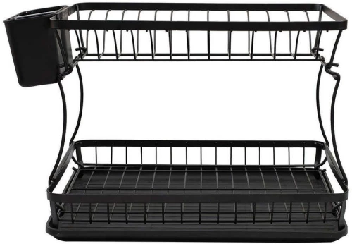 Πιατοθήκη Μεταλλική Διώροφη 01-12113 29x31x42cm Black Estia Μέταλλο