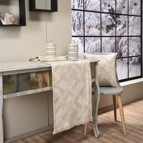 Τραβέρσα Bronx 01 Ecru Teoran 45X180 Ακρυλ,Βαμβ,Polyest