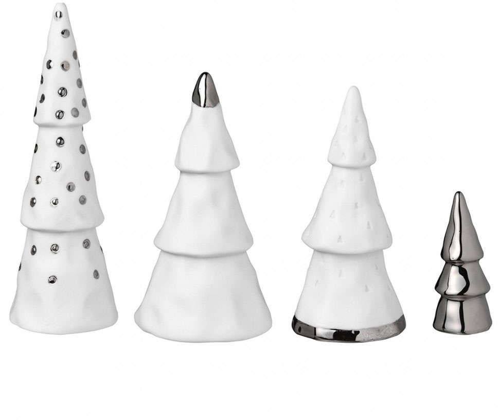 Χριστουγεννιάτικα Διακοσμητικά Δεντράκια Winter Forest (Σετ 4Τμχ) LBTRD0088683 Φ5,3x15,2cm White-Sil