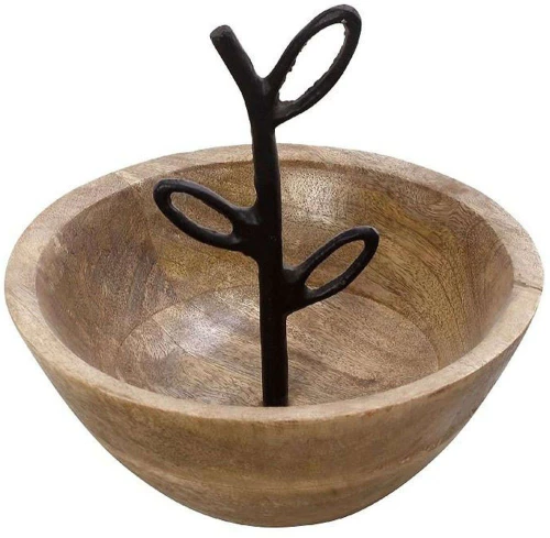 Διακοσμητικό Μπωλ FRI112 20x20x17cm Brown-Black Espiel Μέταλλο,Ξύλο