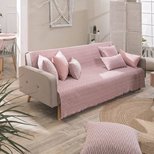 Ριχτάρι Giardino 06 Pink Teoran Τριθέσιο 180x300cm Βαμβάκι-Πολυέστερ