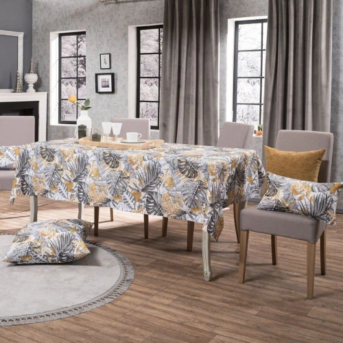 Τραπεζομάντηλο Frontera Grey-Gold Teoran 135X180cm Βαμβάκι-Πολυέστερ