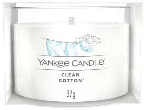 Κερί Αρωματικό Σε Βάζο Votive Signature Clean Cotton 1701437E 5,4x4,4cm White Yankee Candle Κερί