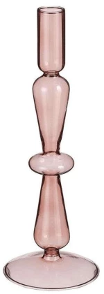 Κηροπήγιο Γυάλινο 02.1121714 9x25cm Pink Γυαλί