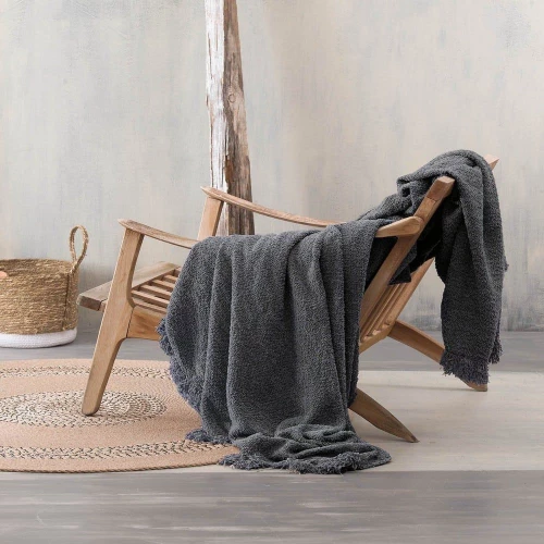 Ριχτάρι Beckett Dark Grey Ρυθμός Τετραθέσιο 180x330cm Chenille