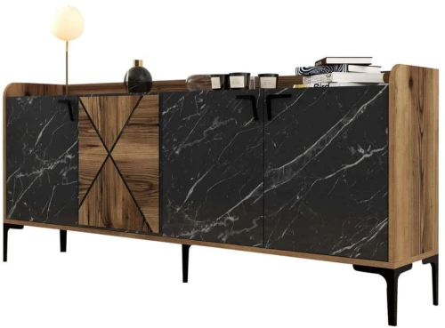 Μπουφές HM9433.03 180x35x78cm Walnut-Black