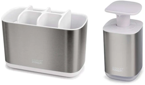 Θήκη Οργάνωσης Μπάνιου & Θήκη Υγρού Σαπουνιού Sink 70551 (Σετ 2Τμχ) Inox Joseph Joseph Συνθετικό Υλικό