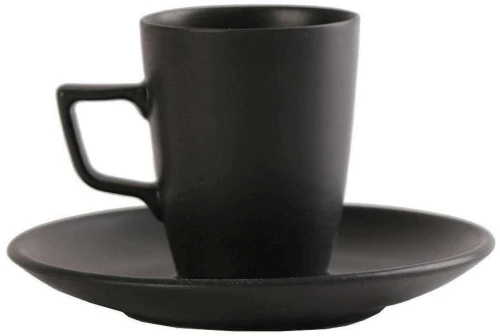 Φλιτζάνι Καφέ Με Πιατάκι Morgan OW2052K6 80ml Black Espiel Πορσελάνη