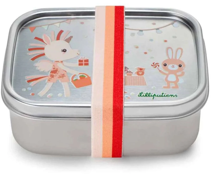Φαγητοδοχείο Happy Lena LI84468 Με Ελαστικό Ιμάντα 17x13x7cm Ανοξείδωτο Grey Lilliputiens Ανοξείδωτο Ατσάλι