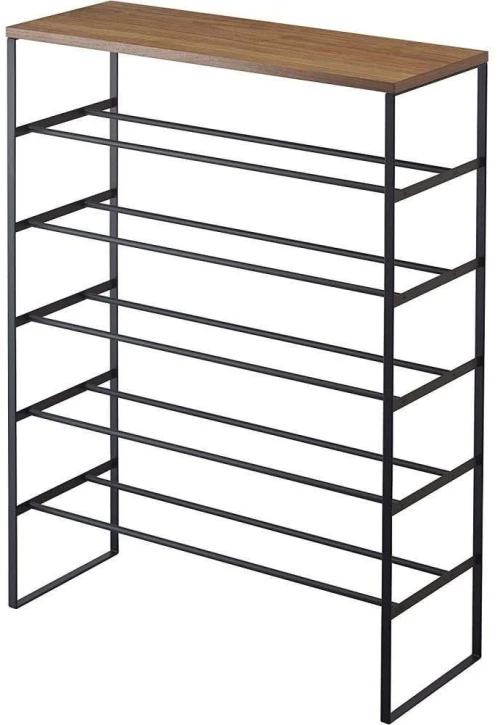 Παπουτσοθήκη YMZK3370 66x25x87cm Black-Natural Ατσάλι,Ξύλο