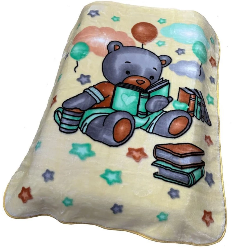 Κουβέρτα Βρεφική Βελουτέ Studying Bear 39 Light Beige DimCol Κούνιας 110x140cm Πολυέστερ