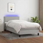 ΚΡΕΒΑΤΙ BOXSPRING ΜΕ ΣΤΡΩΜΑ & LED ΑΝ.ΓΚΡΙ 100X200 ΕΚ ΥΦΑΣΜΑΤΙΝΟ 3133053