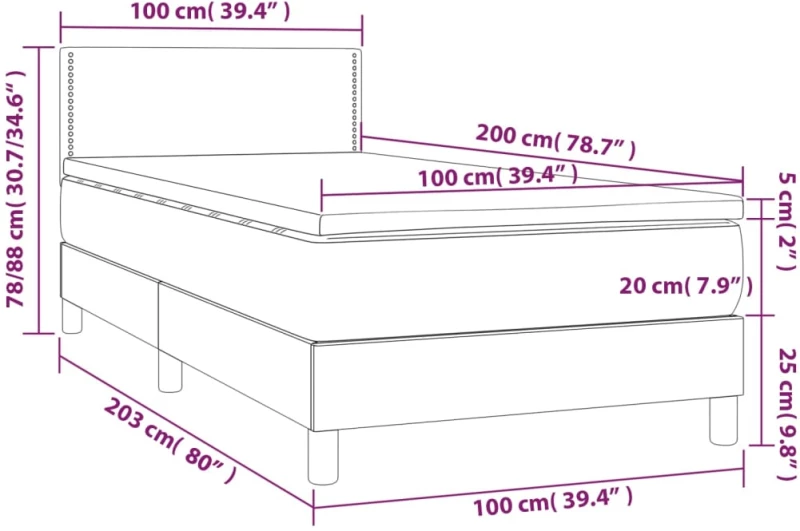 ΚΡΕΒΑΤΙ BOXSPRING ΜΕ ΣΤΡΩΜΑ & LED ΑΝ.ΓΚΡΙ 100X200 ΕΚ ΥΦΑΣΜΑΤΙΝΟ 3133053