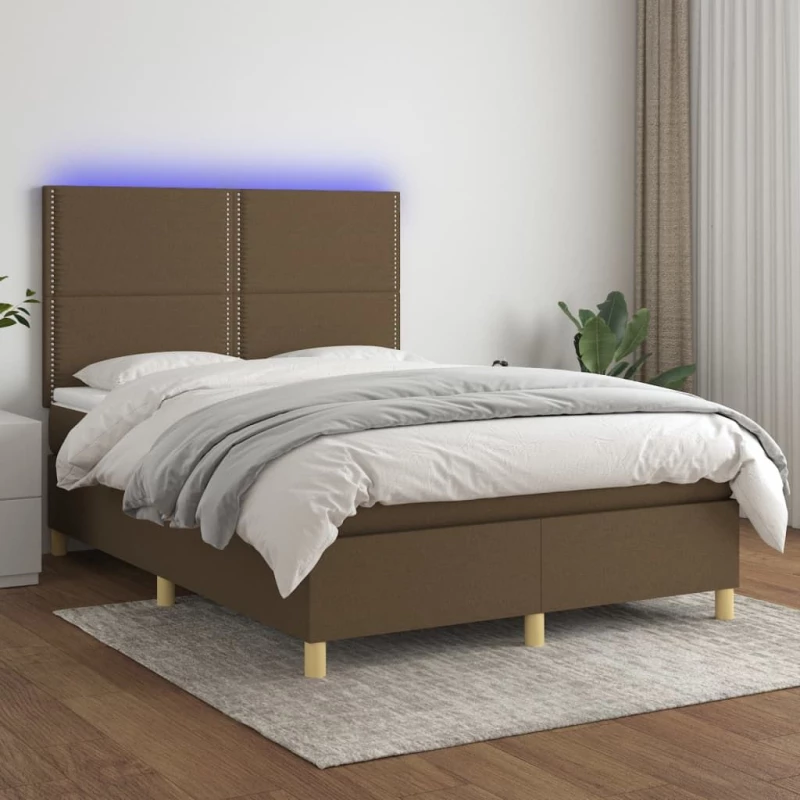 ΚΡΕΒΑΤΙ BOXSPRING ΜΕ ΣΤΡΩΜΑ & LED ΣΚ.ΚΑΦΕ 140X200 ΕΚ ΥΦΑΣΜΑΤΙΝΟ 3135360