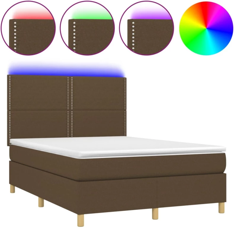 ΚΡΕΒΑΤΙ BOXSPRING ΜΕ ΣΤΡΩΜΑ & LED ΣΚ.ΚΑΦΕ 140X200 ΕΚ ΥΦΑΣΜΑΤΙΝΟ 3135360