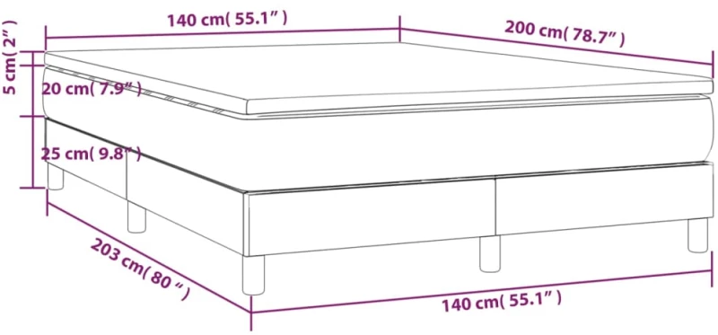 ΚΡΕΒΑΤΙ BOXSPRING ΜΕ ΣΤΡΩΜΑ ΜΑΥΡΟ 140X200 ΕΚ. ΥΦΑΣΜΑΤΙΝΟ 3144177