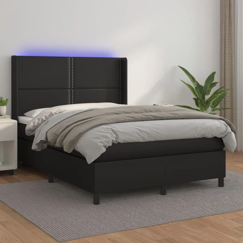 ΚΡΕΒΑΤΙ BOXSPRING ΜΕ ΣΤΡΩΜΑ & LED ΜΑΥΡΟ 140X190 ΕΚ. ΣΥΝΘ. ΔΕΡΜΑ 3139319
