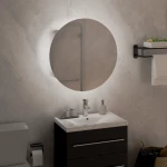 ΝΤΟΥΛΑΠΙ ΜΠΑΝΙΟΥ ΜΕ ΣΤΡΟΓΓΥΛΟ ΚΑΘΡΕΦΤΗ&LED ΛΕΥΚΟ 40X40X17,5 ΕΚ. 345579
