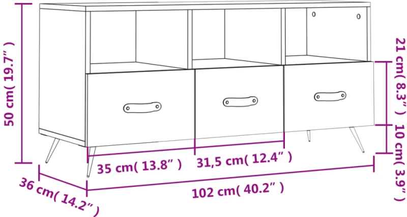 ΈΠΙΠΛΟ ΤΗΛΕΟΡΑΣΗΣ ΓΚΡΙ ΣΚΥΡΟΔΕΜΑΤΟΣ 102X36X50 ΕΚ. ΕΠΕΞ. ΞΥΛΟ 829008