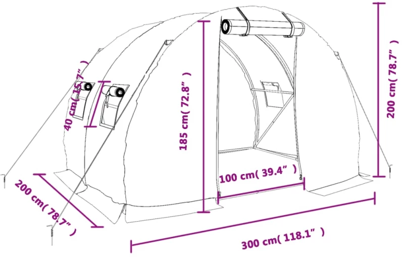 ΘΕΡΜΟΚΗΠΙΟ ΜΕ ΑΤΣΑΛΙΝΟ ΠΛΑΙΣΙΟ ΛΕΥΚΟ 6 Μ² 3 X 2 X 2 Μ. 364079
